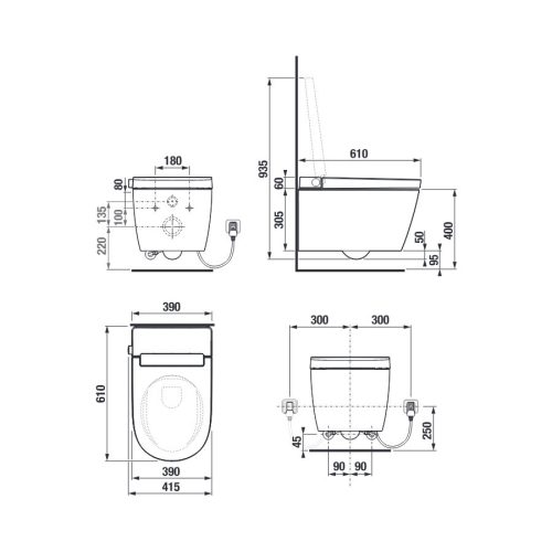 Fali WC JIKA clean bidé funkcióval, Rimless