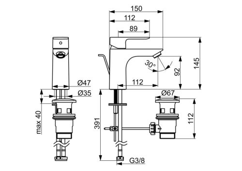 HANSA BASIC Mosdó csaptelep XL 5550224300006 