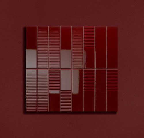 Tubadzin Groove Burgundy 2 STR 29,8x7,8x1cm fényes csempe